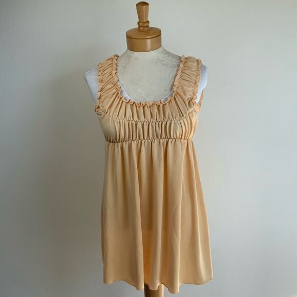 Soprano Smocked Babydoll Tank Yellow Size Medium - Picture 2 of 4
